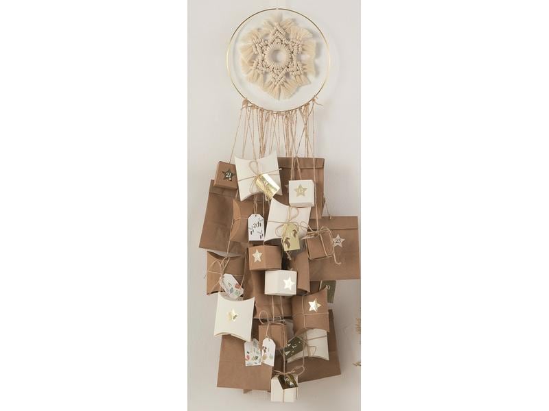 Folia Adventskalender Makramee Geschenktüten ideal für kleine Geschenke und diy Adventskalender