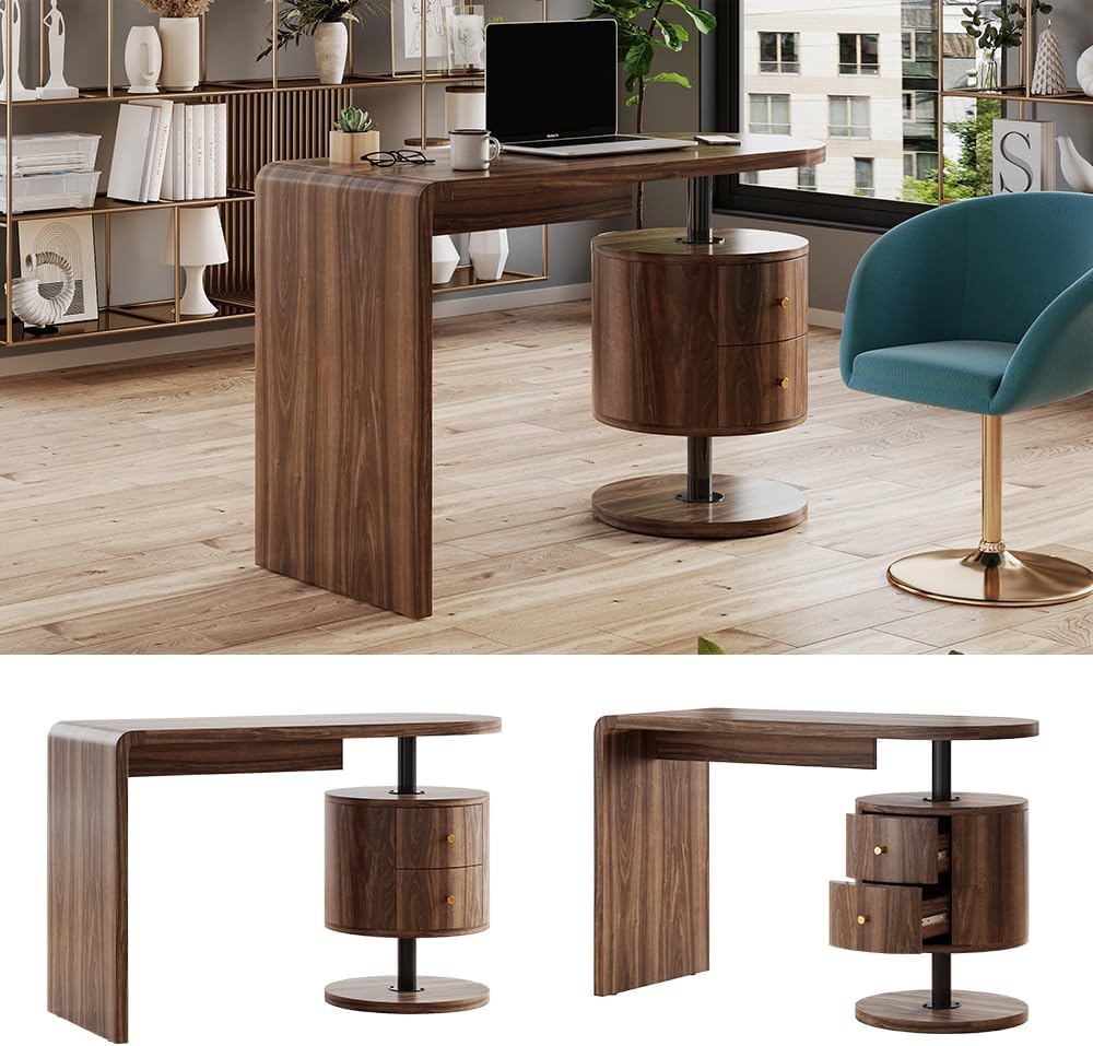 Vicco Schreibtisch Lara, Eiche rustikal, 120 x 50 cm mit 2 Schubladen
