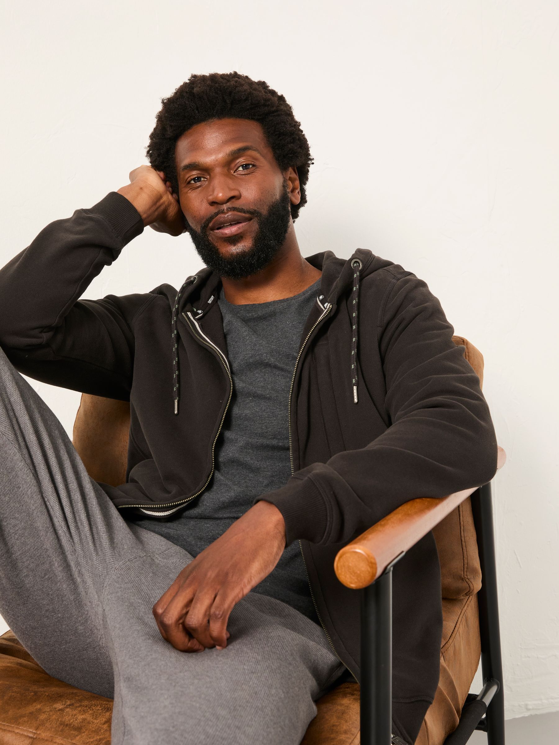 Zwart - FatFace hoodie met doorlopende rits
