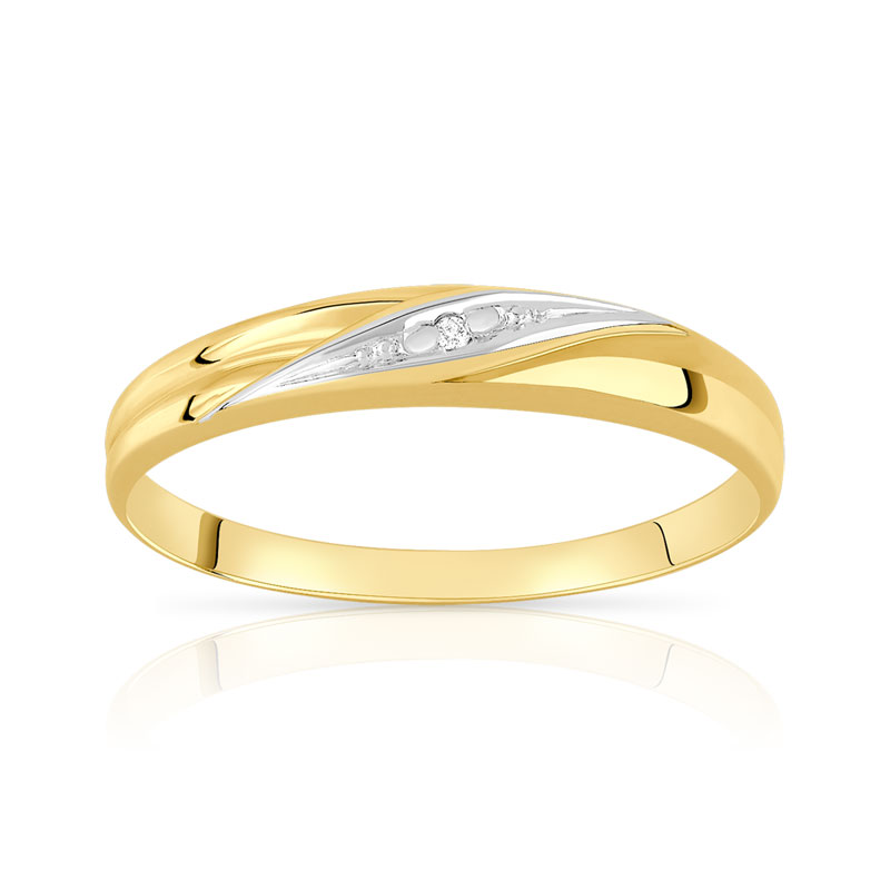 Bague or 375 2 tons diamant