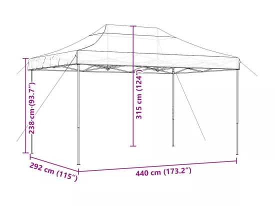 Tente de réception pliable escamotable taupe 440x292x315 cm