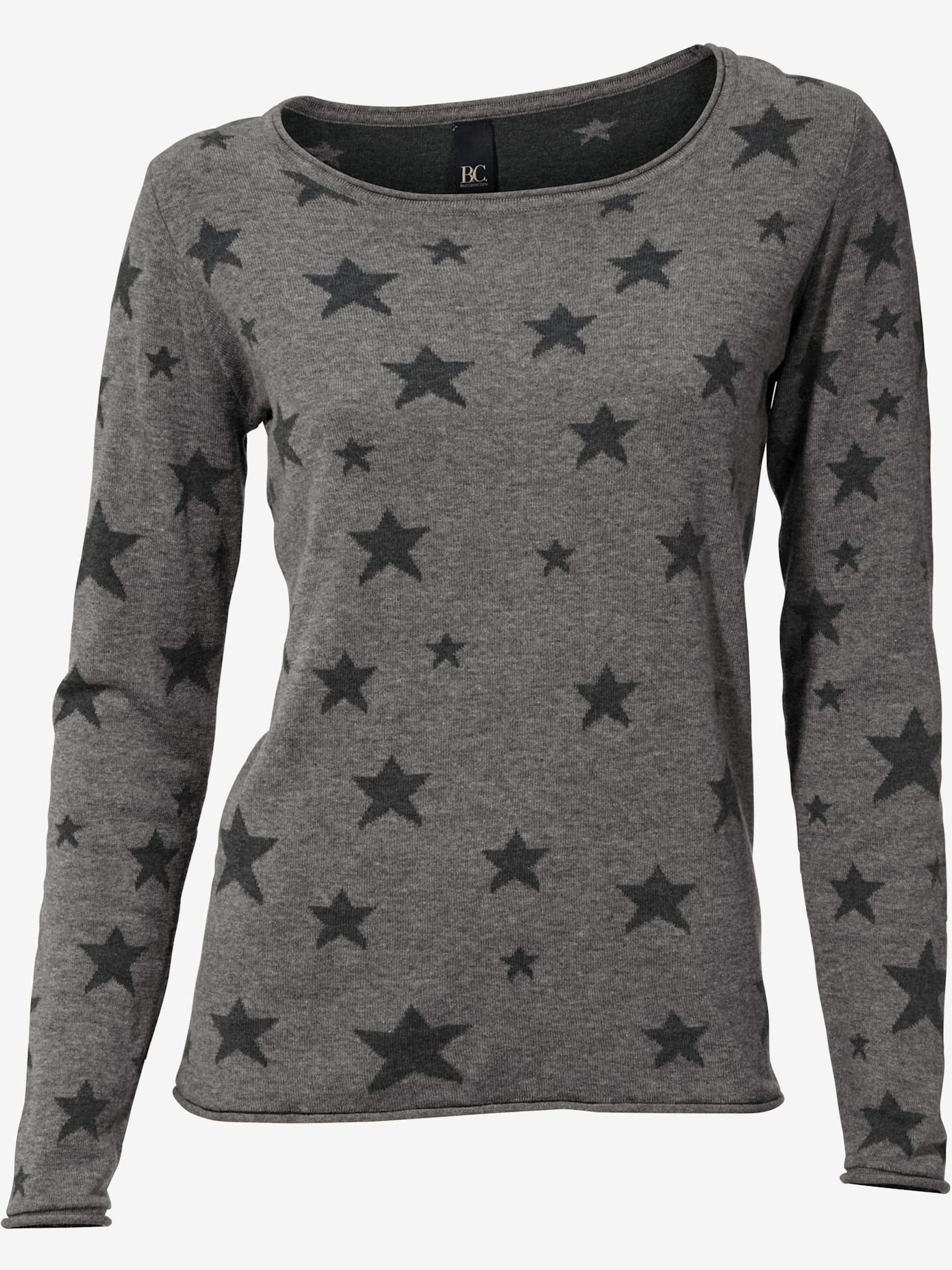Pull col rond imprimé étoiles tendance
