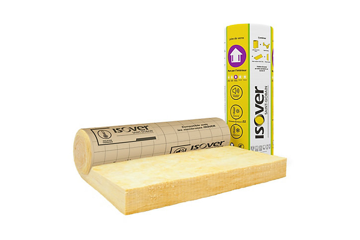 Laine de verre Murs ISOVER ép.120 mm - Rouleau kraft 2,7 x 1,2 m R. 3,75 m².K/W