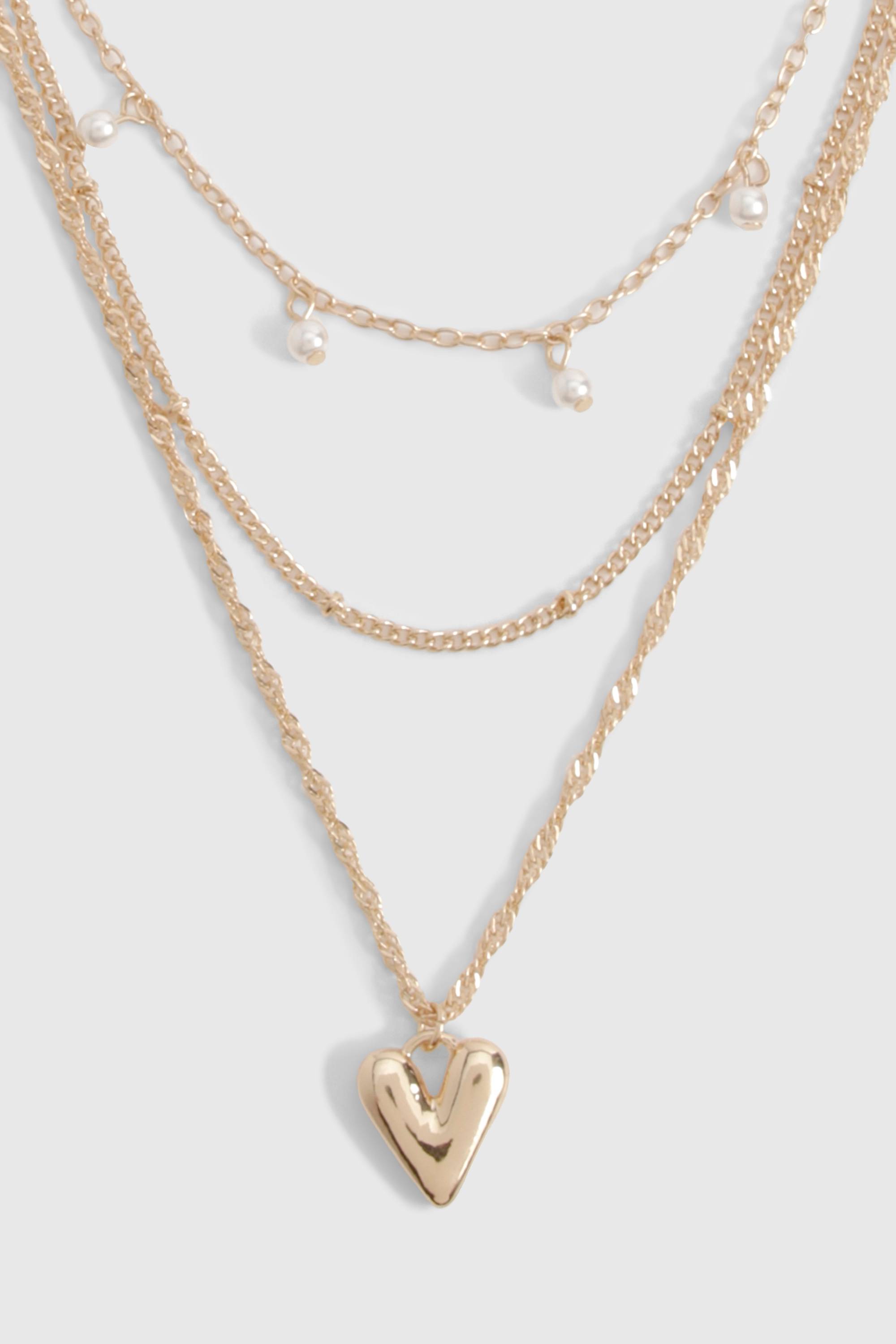 boohoo Collier superposé à détails cœur