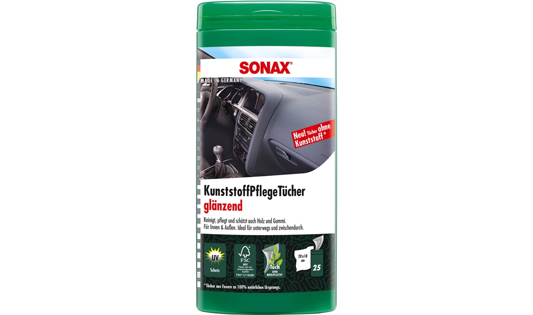 SONAX Plastpleje med glans wipes 25 stk
