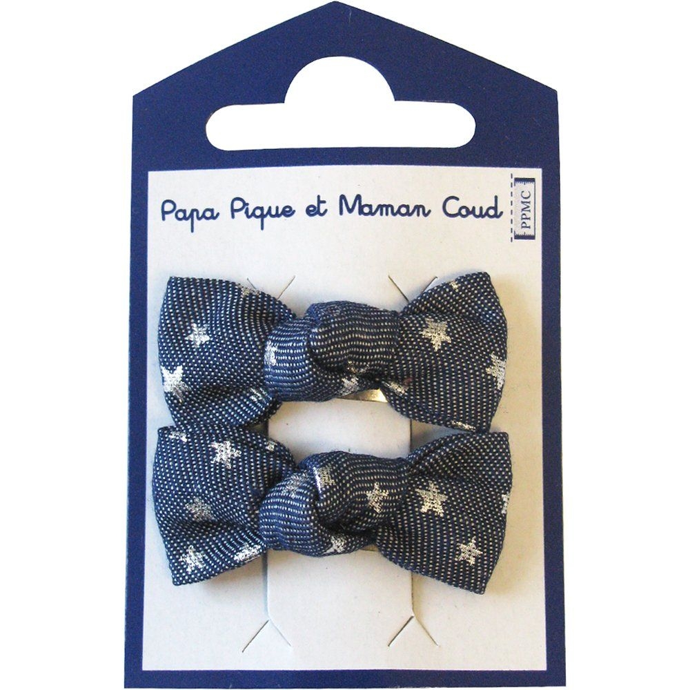 Barrettes Clic-Clac Petits Noeuds Etoile Argent Jean