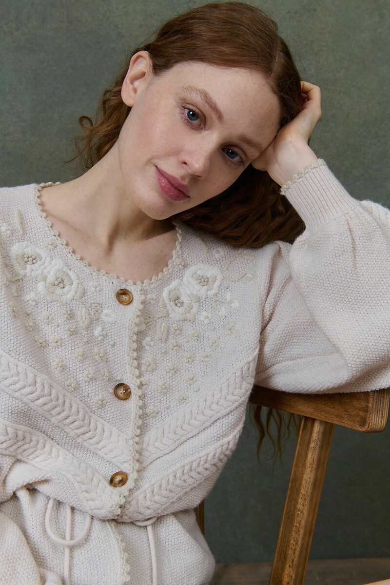 LOUISE MISHA<br>Cardigã com bordado e cordão, SANDYA