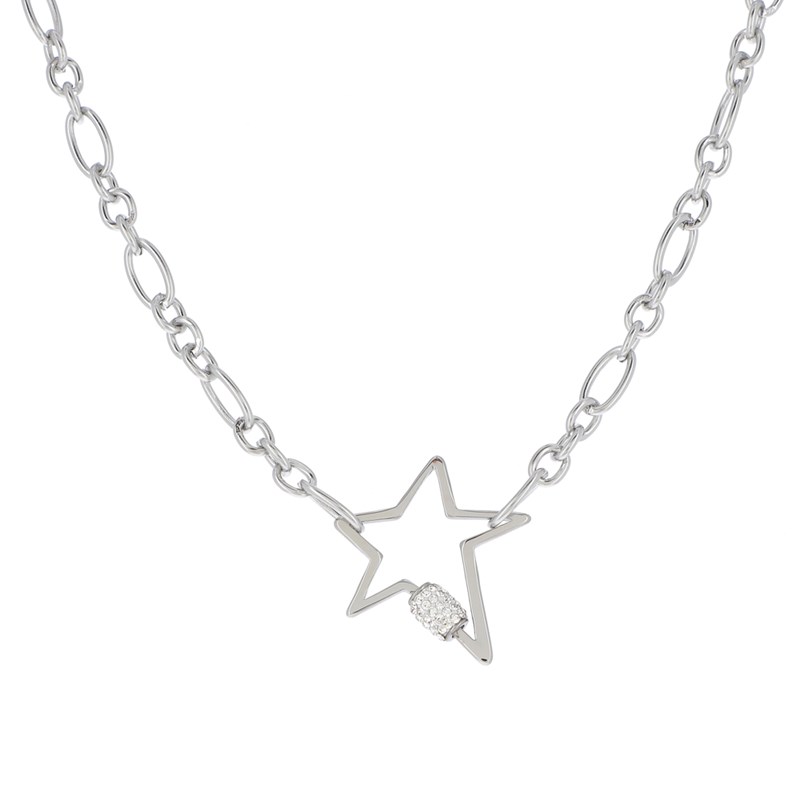 Collier en acier maille argentée, chaînette réglable