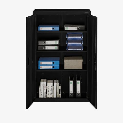 Aktenschrank_Garagenschrank 140 x 90 x 40 cm Schwarz
