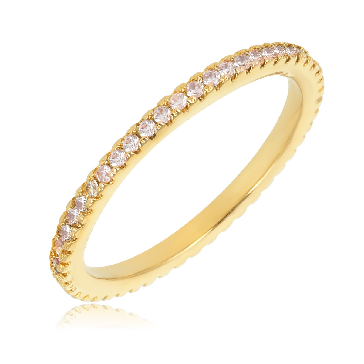 Bague plaqué or alliance pleine avec cubic zirconia