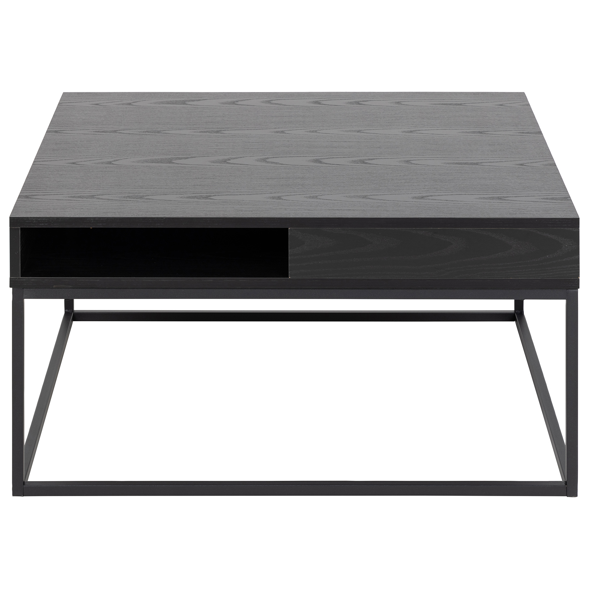 Couchtisch WILLFORD - schwarz-Esche - Ablage - 80x80 cm