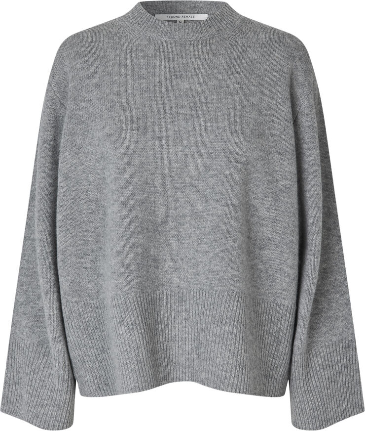 Second Female Alpha Knit O-Neck Grey melange