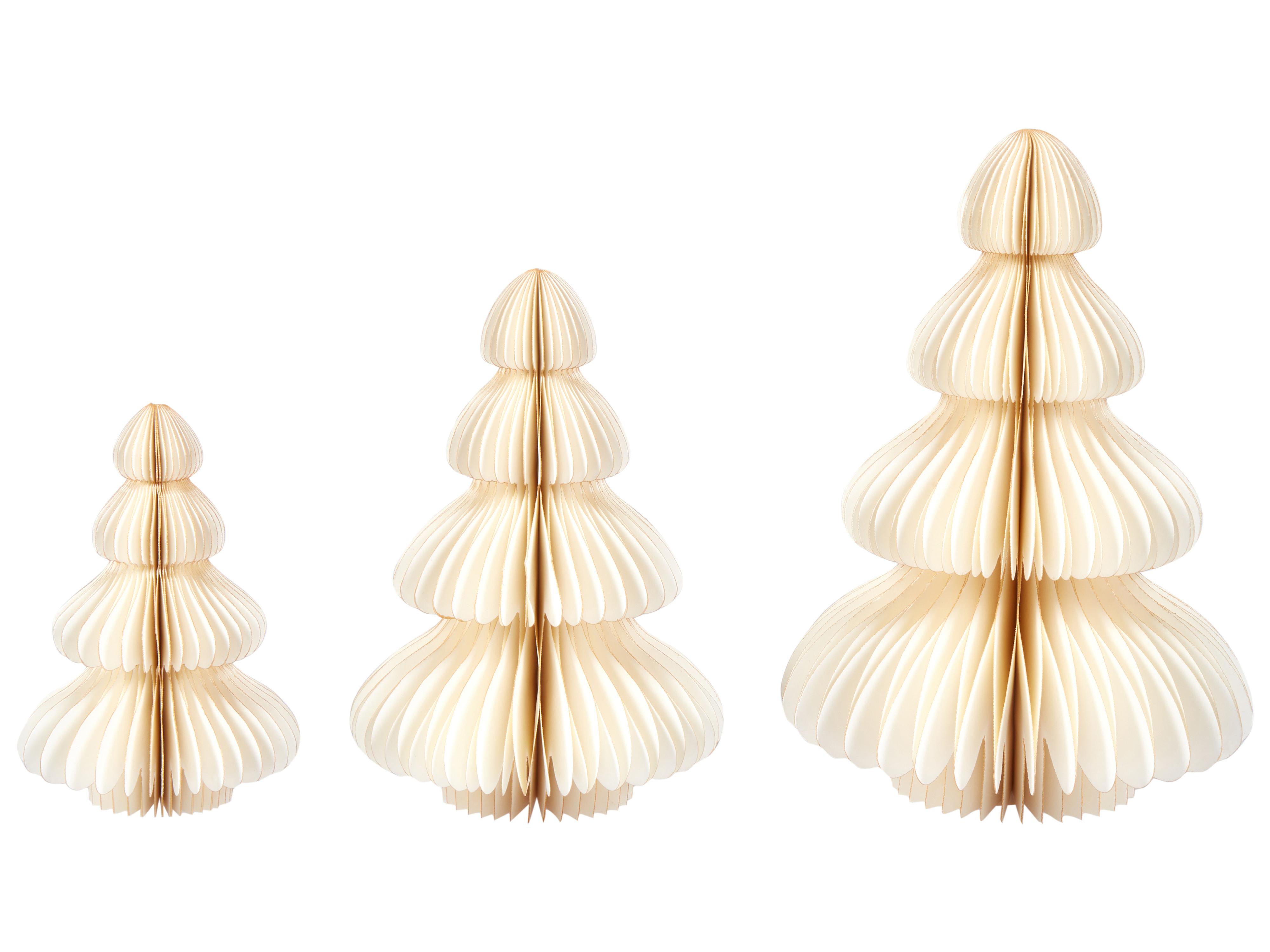 Set van 3 figuren NILGIRI Kerstboom 15/20/25 cm Beige