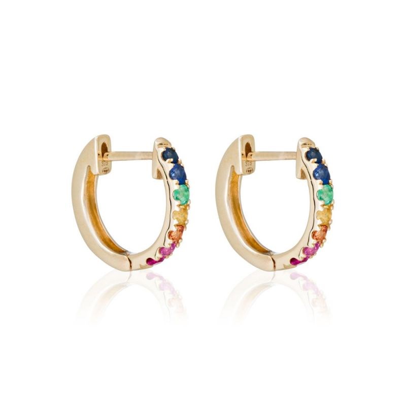 Boucles d'oreilles Colorful Love Or Jaune et Pierres précieuses