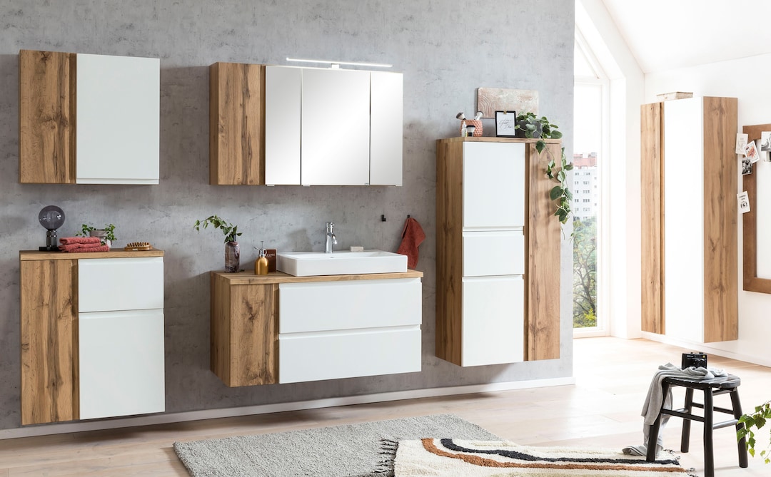 Bad-Spiegelschrank GENT braun MDF-Tür links