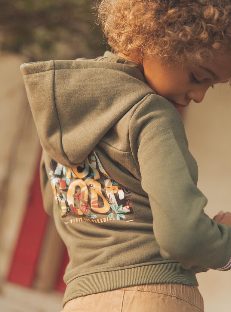 Sweat kaki à capuche
