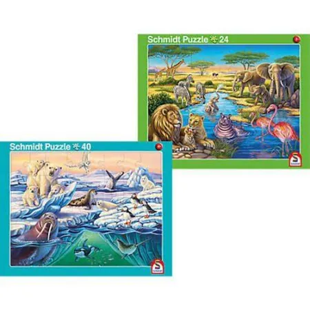 Schmidt Spiele Puzzle - 2er Set, Afrika & Nordpol