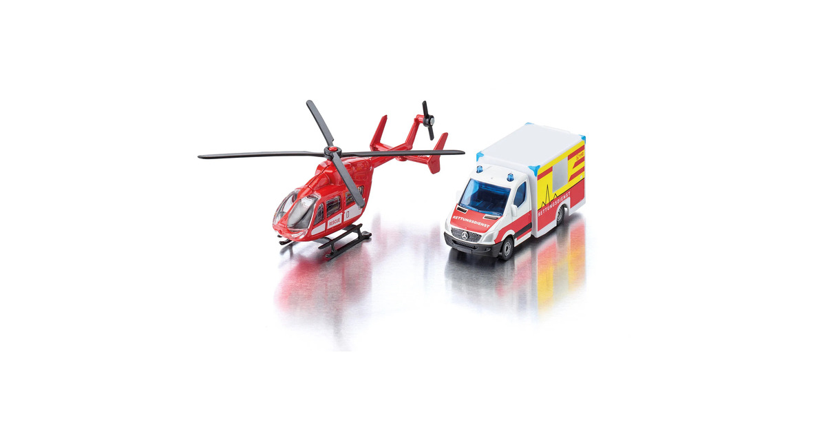 SIKUSuper - Mercedes-Benz ambulance en helikopter Modelvoertuig