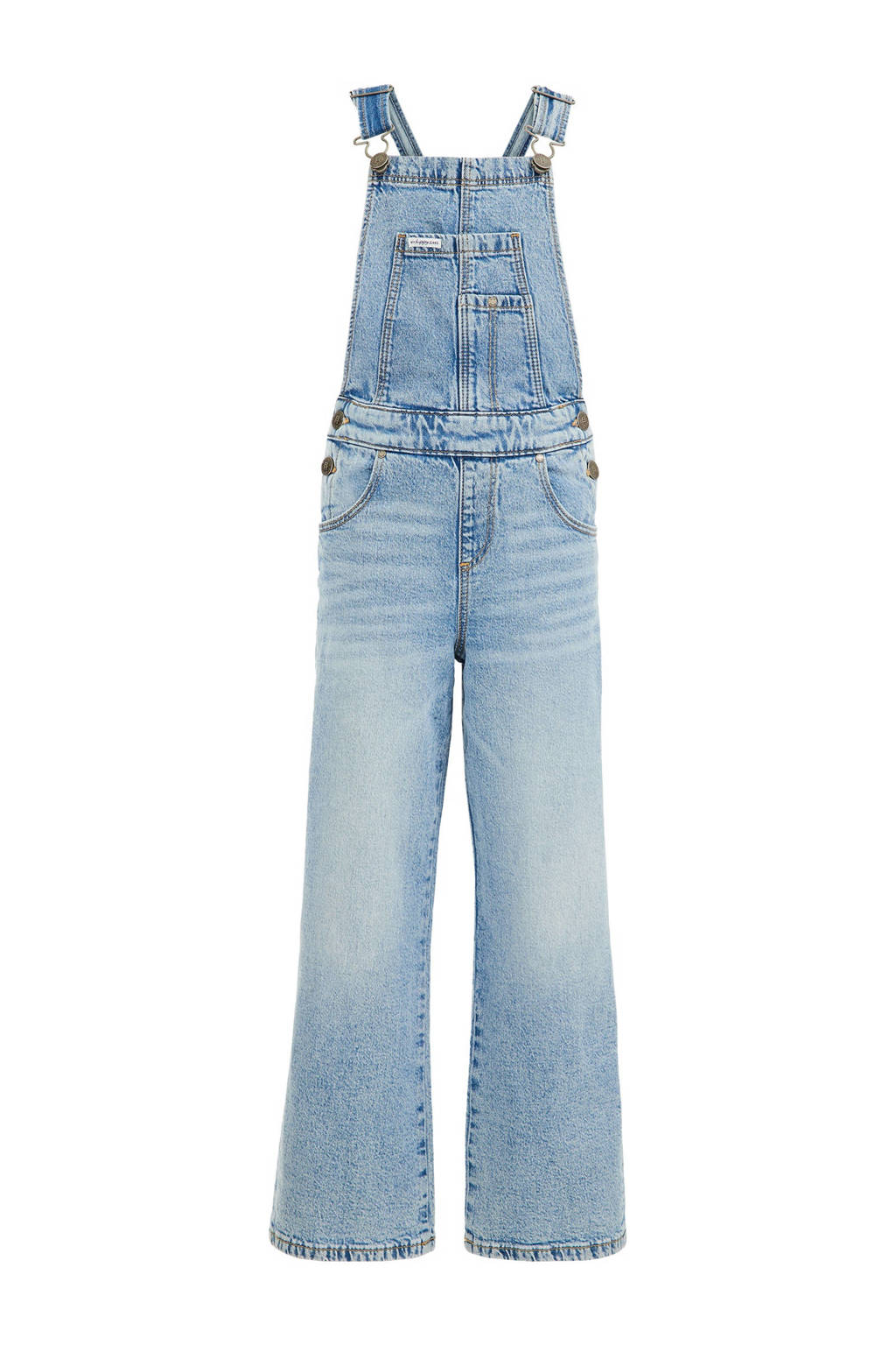 WE Fashion loose fit tuinbroek medium blue denim