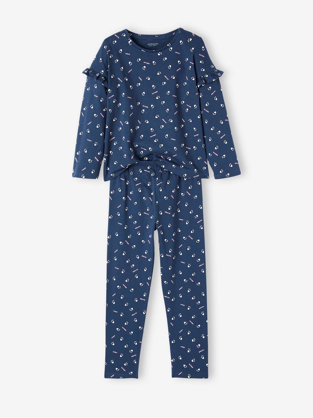 Conjunto de 2 pijamas de panda, branco claro liso com estampas, para meninas.