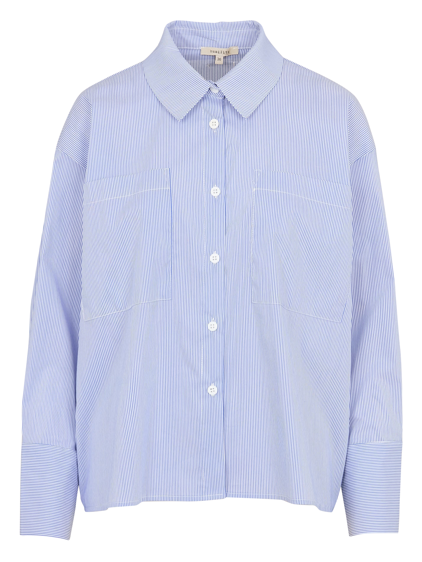 Chemise oversize en coton mélangé rayé | Bleu