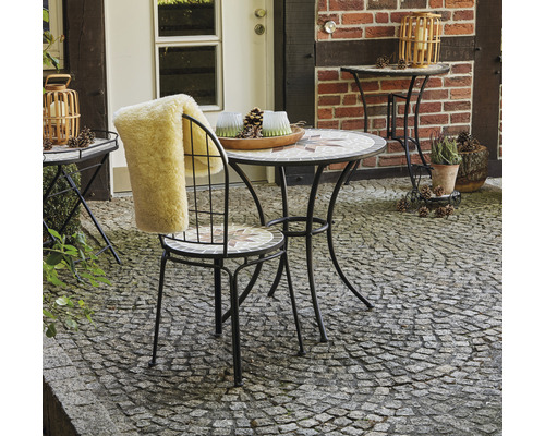 Siena Garden Stella balkontafel, staal, Ø 70 H 71 cm, mozaïek