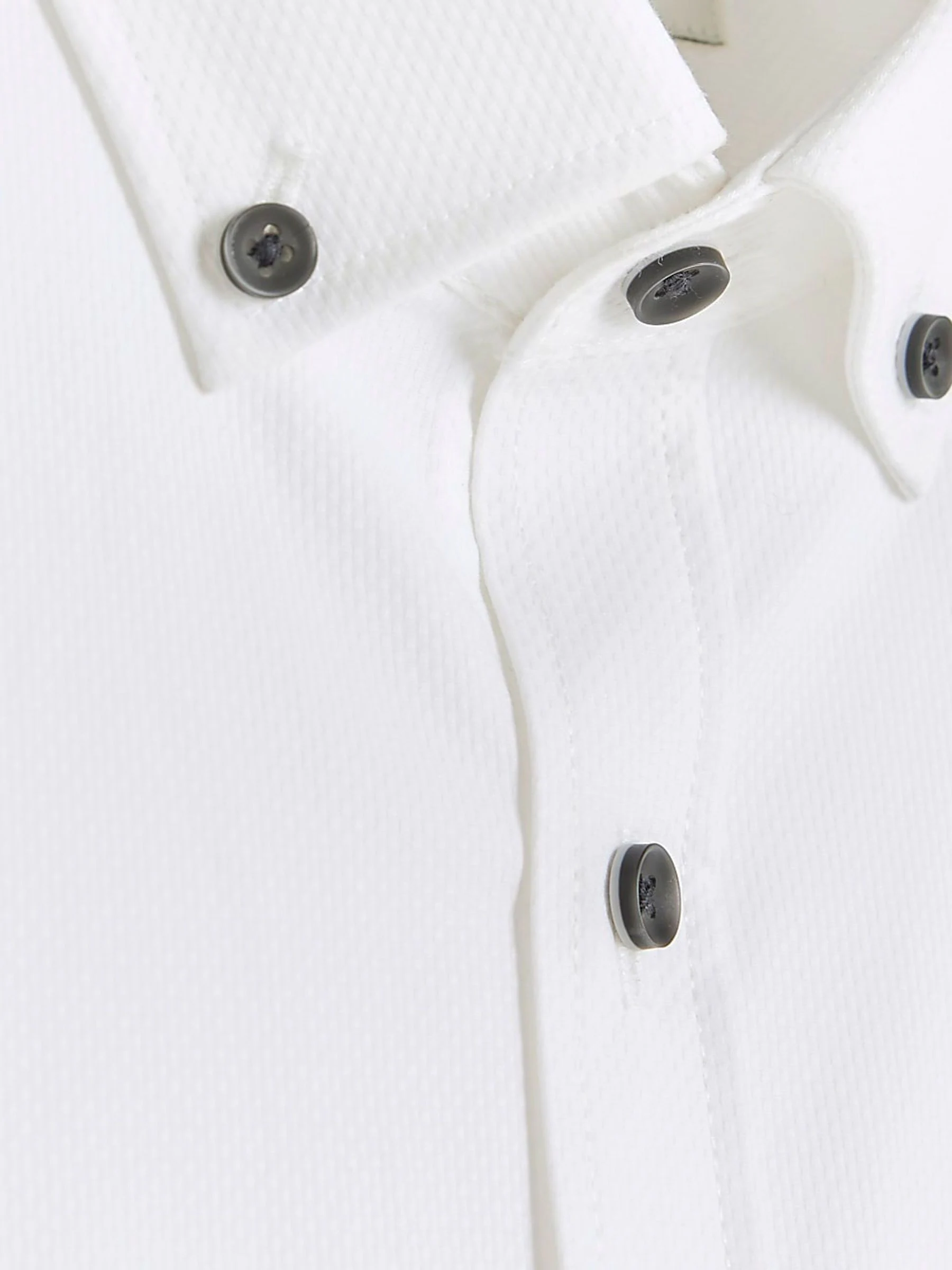Wit - River Island Muscle Fit Textured Cotton Long Sleeve Shirt