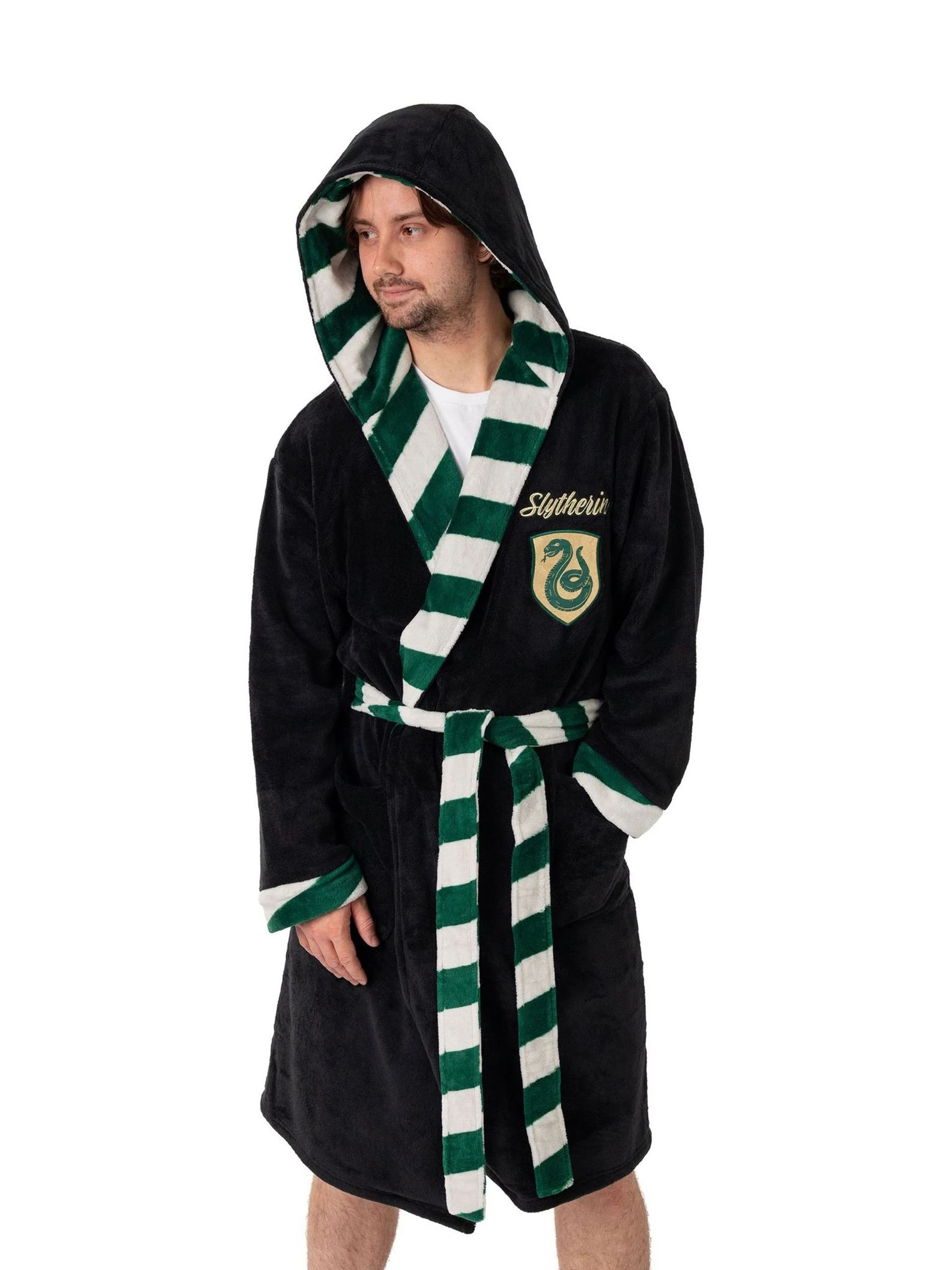 Zwart/groen Slytherin - Vanilla Underground Harry Potter Hooded Bathrobe Dressing Gown