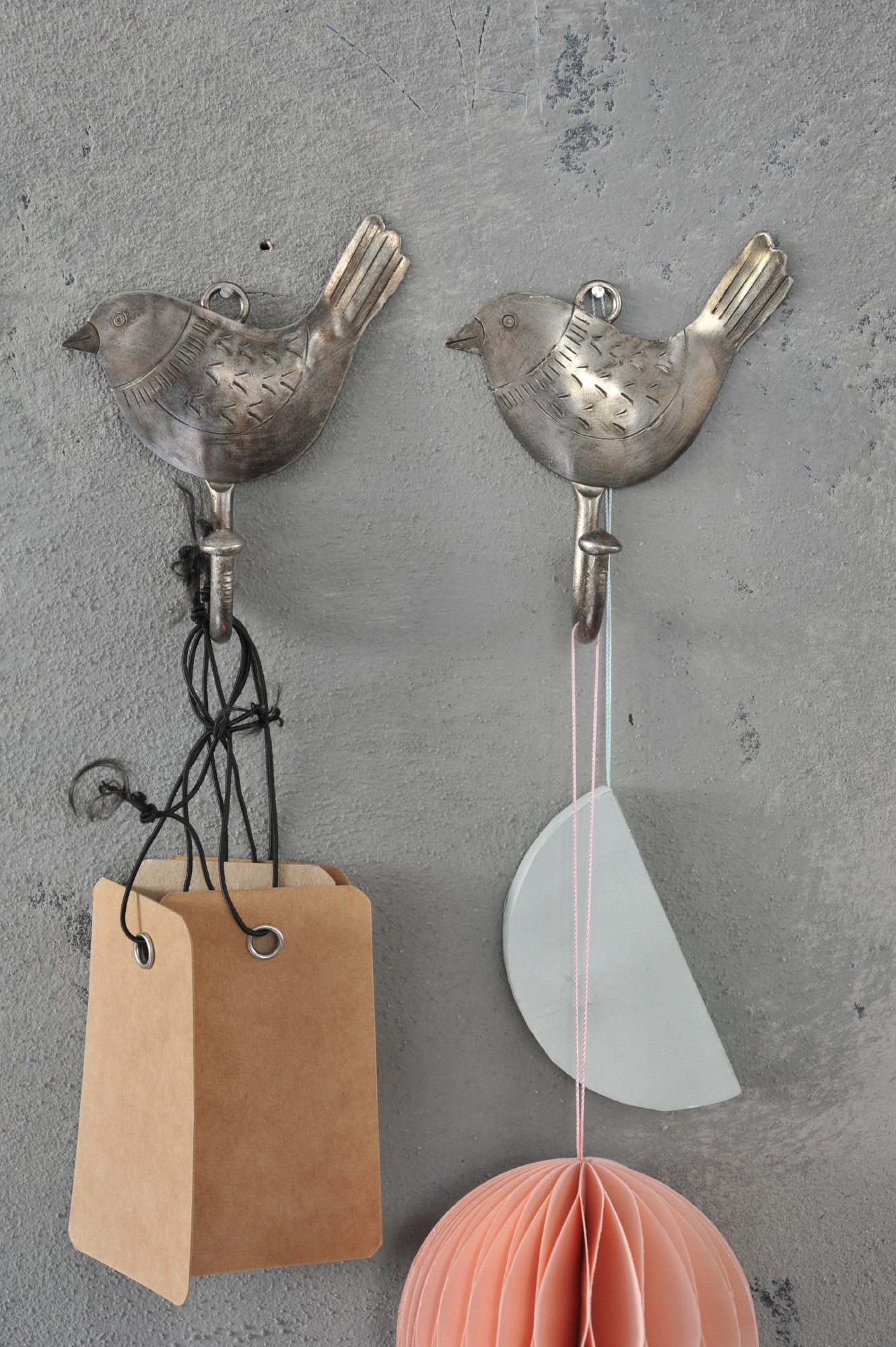 Wandhaken 'Oiseau' aus Metall, vernickelt, B 8 cm, H 8 cm von fischer's lagerhaus