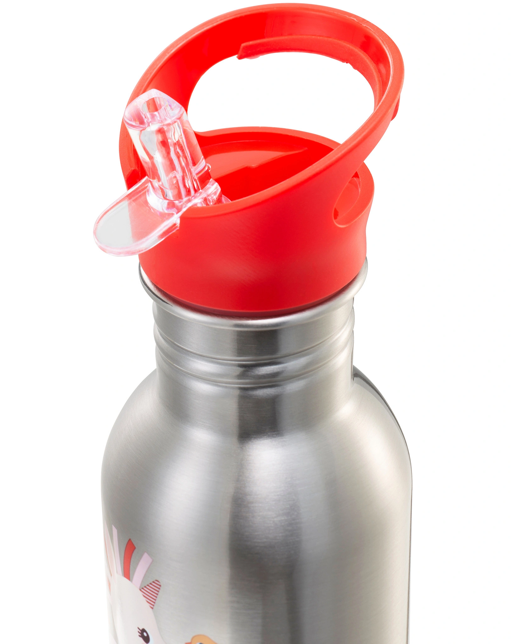 Edelstahl-Trinkflasche HAPPY LENA (0,6l) in silber/orange