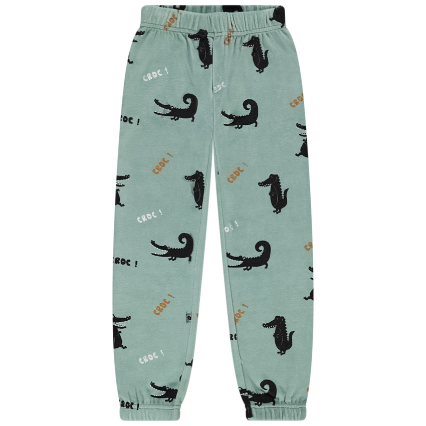 Pyjama 2 pièces en velours imprimé crocodiles pour garçon