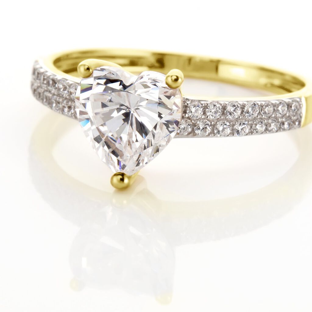 Solitaire Accompagné Or Jaune Kaylan Oxyde De Zirconium
