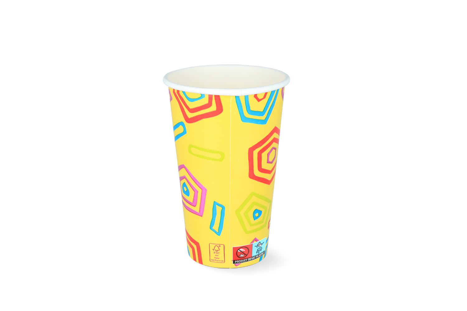 Milkshakebeker middel 400/460 ml Ø90mm 16oz geel FSC®Mix karton