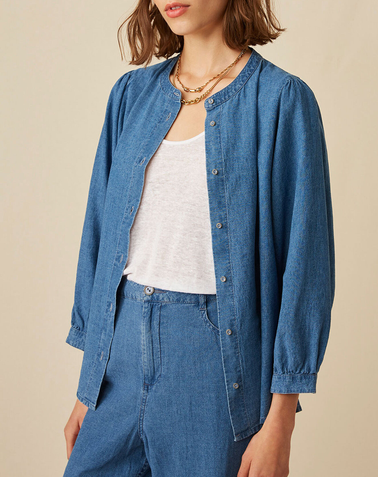 Harris Wilson Blouse en Lin & Coton Eymeline denim