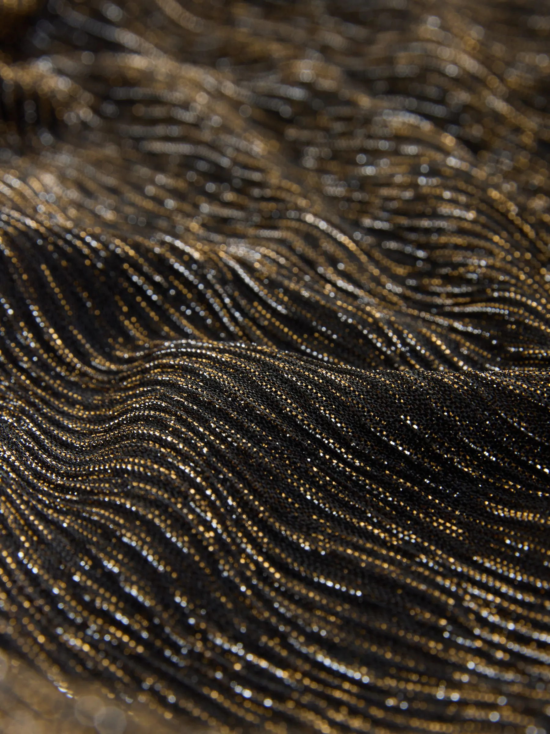Gold Sparkle Plisse - Tie-Waist Wrap Jumpsuit