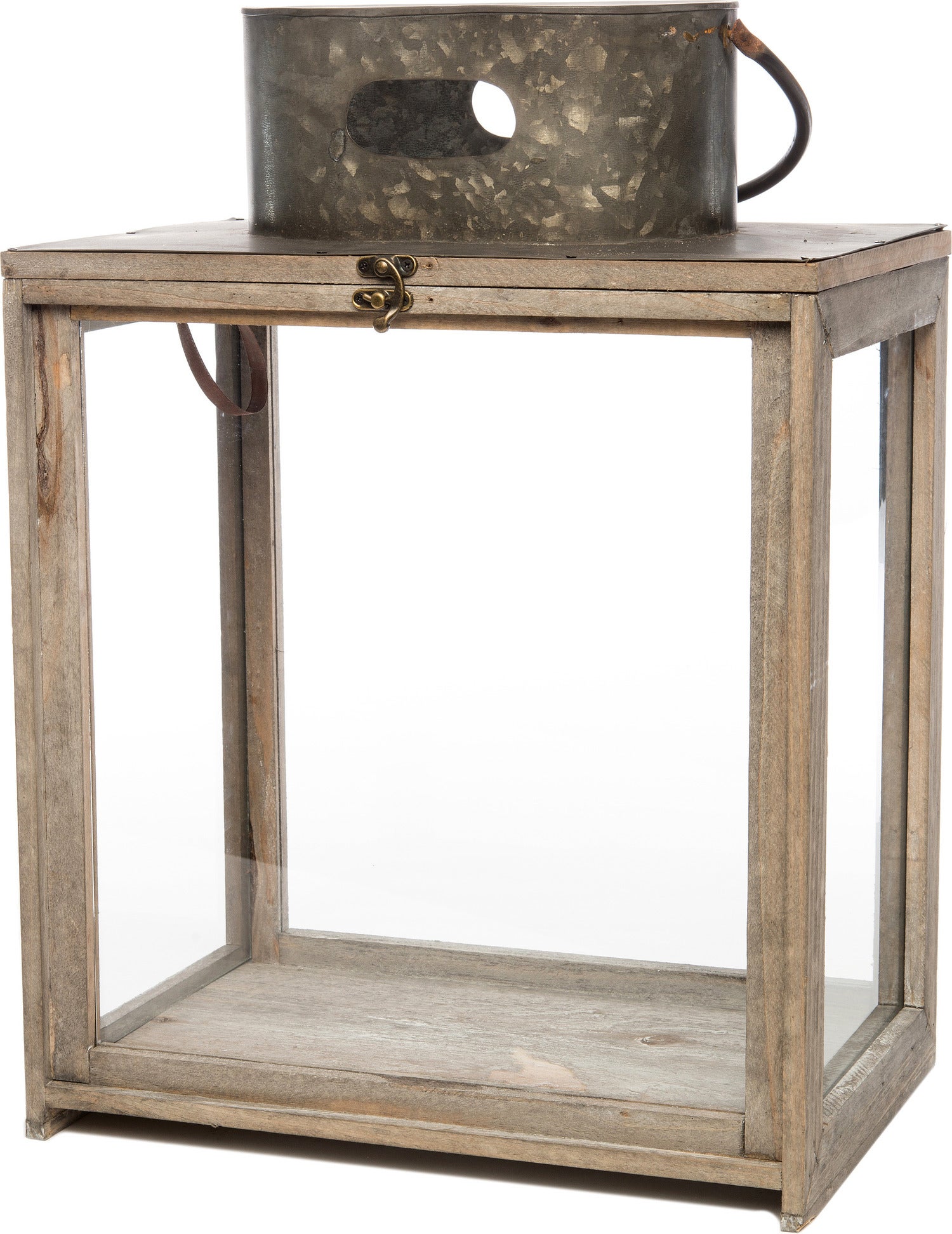 Intratuin lantaarn hout / glas 34 x 18 x 36 cm naturel