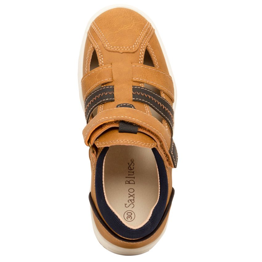 Nu-pieds effet cuir à velcro pour garçon - Marron