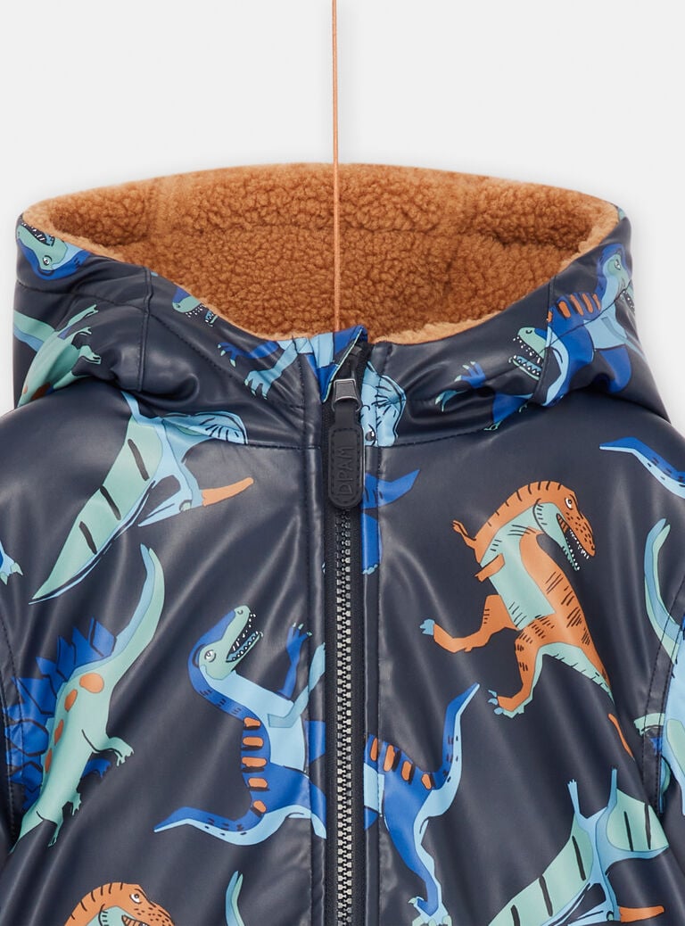 Imperméable à capuche réversible bleu nuit et camel