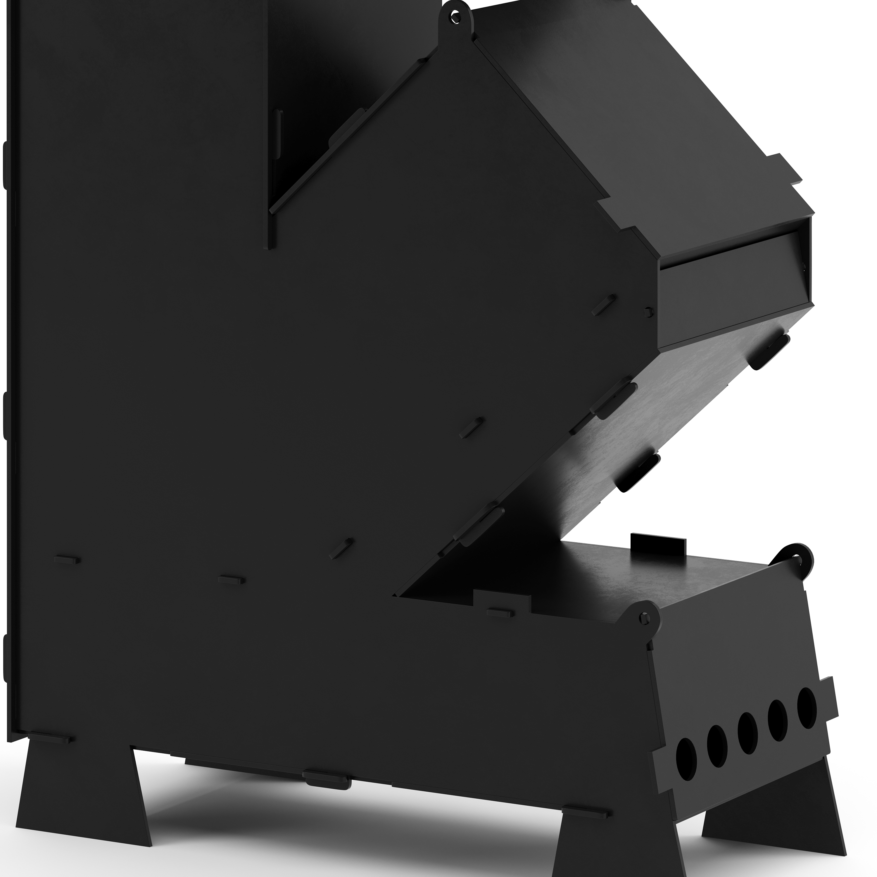 Raketenofen mit Grillplatte 36 x 14 x 57 cm
