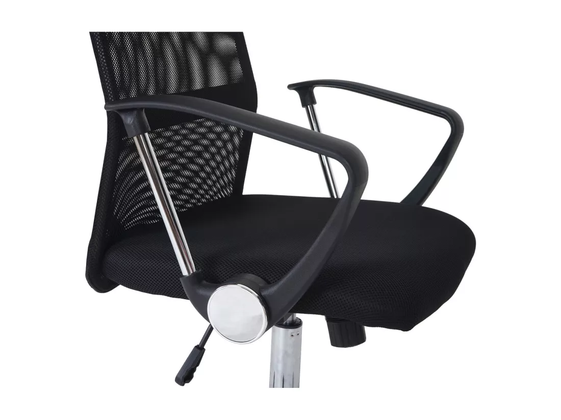 Chaise de bureau Malmö, Fauteuil/siège de bureau Oslo, ergonomique, simili-cuir/filet, noir