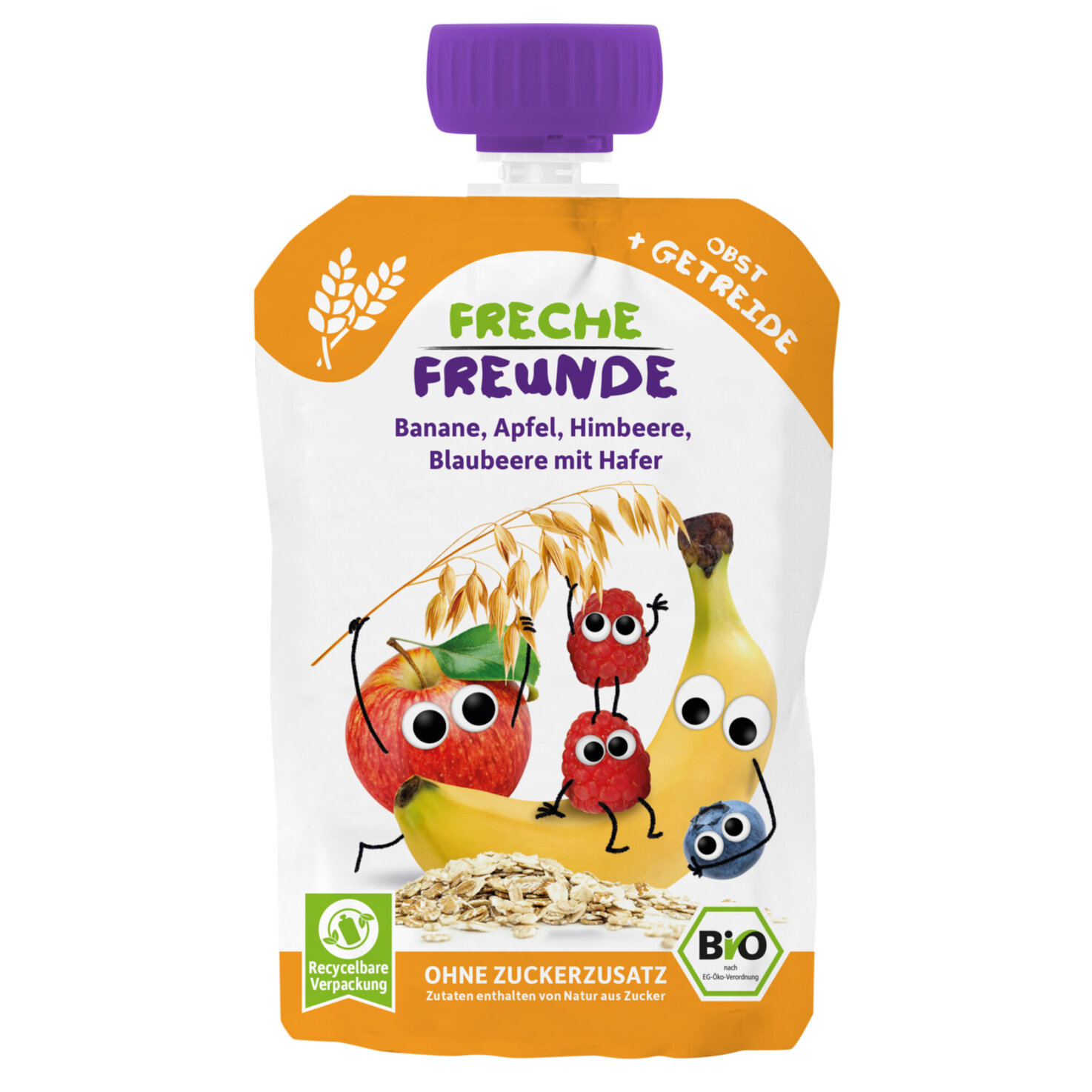 Freche Frende Quetschie Banane Apfel Himbeer Blaubeer & Hafer 6+ Monate