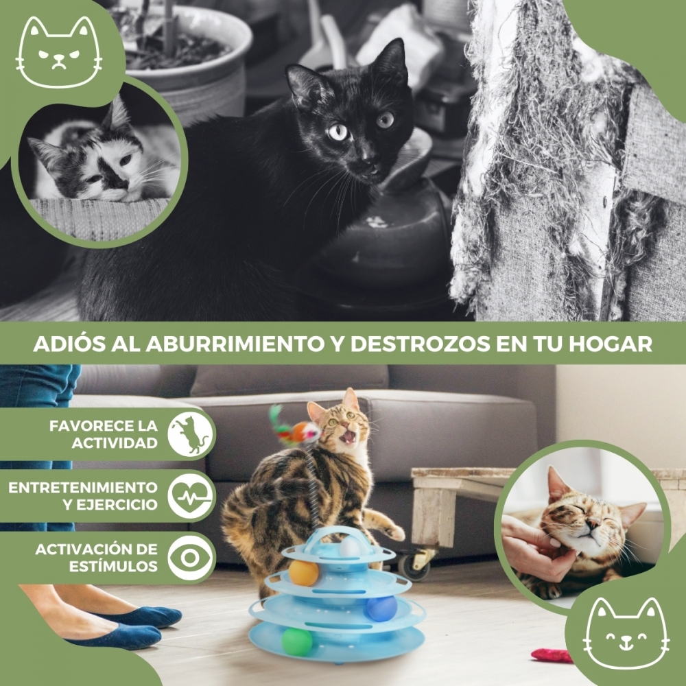 Brinquedo interativo para gatos Mobiclinic, torre compacta para atividades físicas.