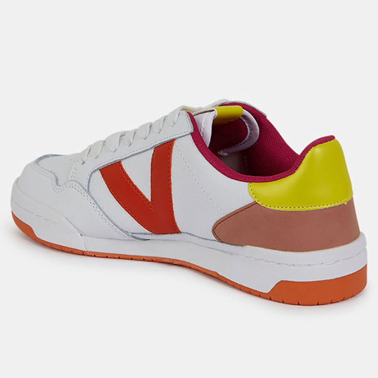 Victoria Sneakers Leanne en Cuir grainé orange/blanc