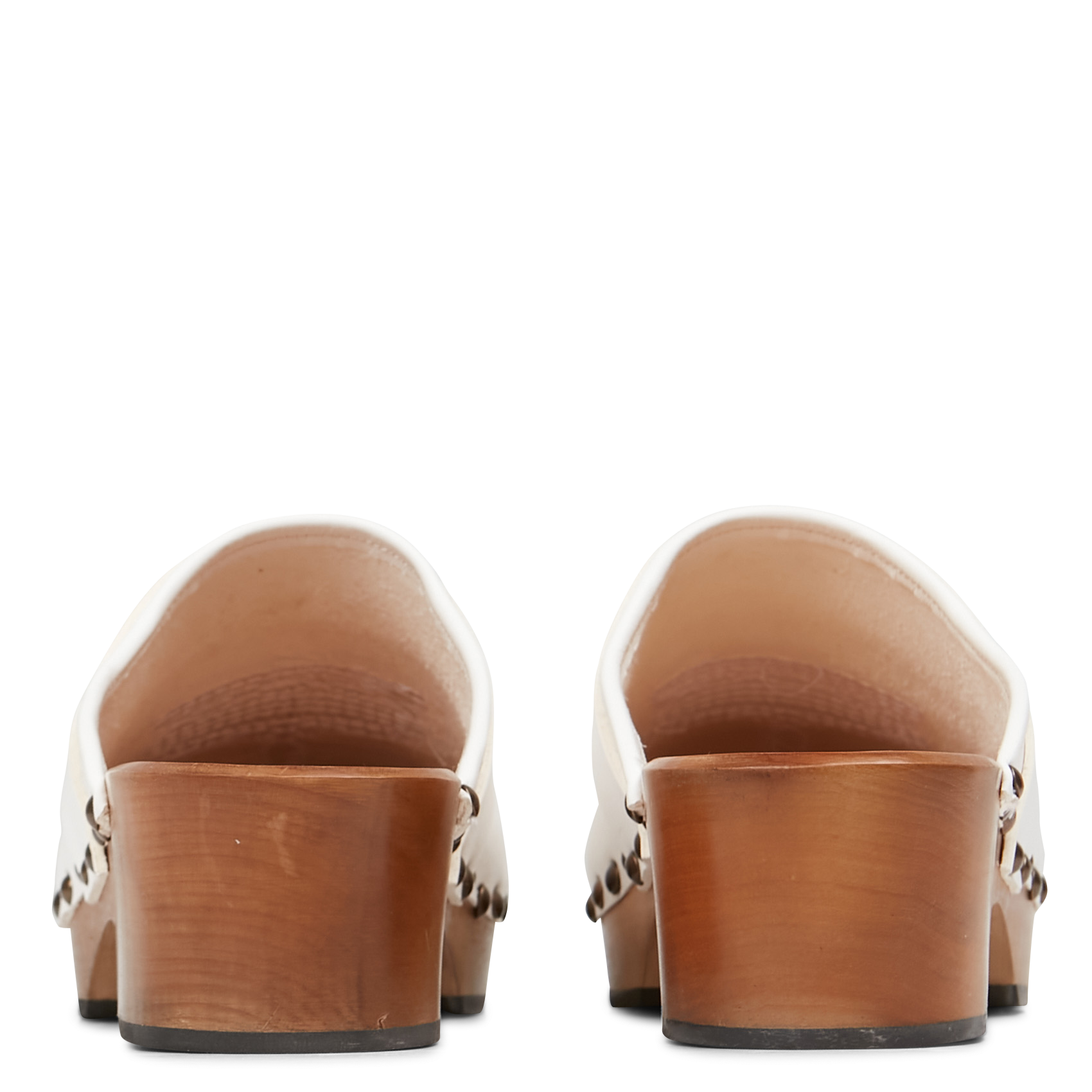 INES - Sabots en cuir de vachette | Blanc