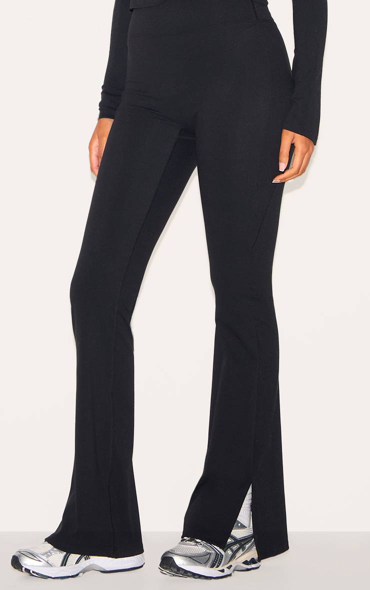 Noir Legging Évasé Sculptant Grande Taille Avec Détails De Coutures Contour