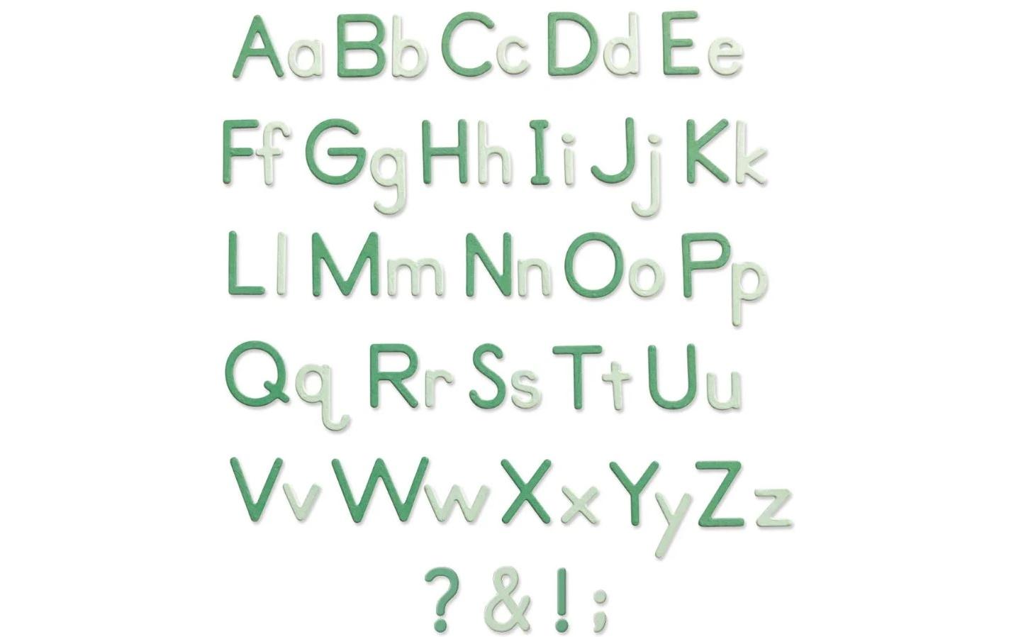 Stanzset Essential Type Thinlits 92 MatrizenStanzformen Alphabete und Zahlen