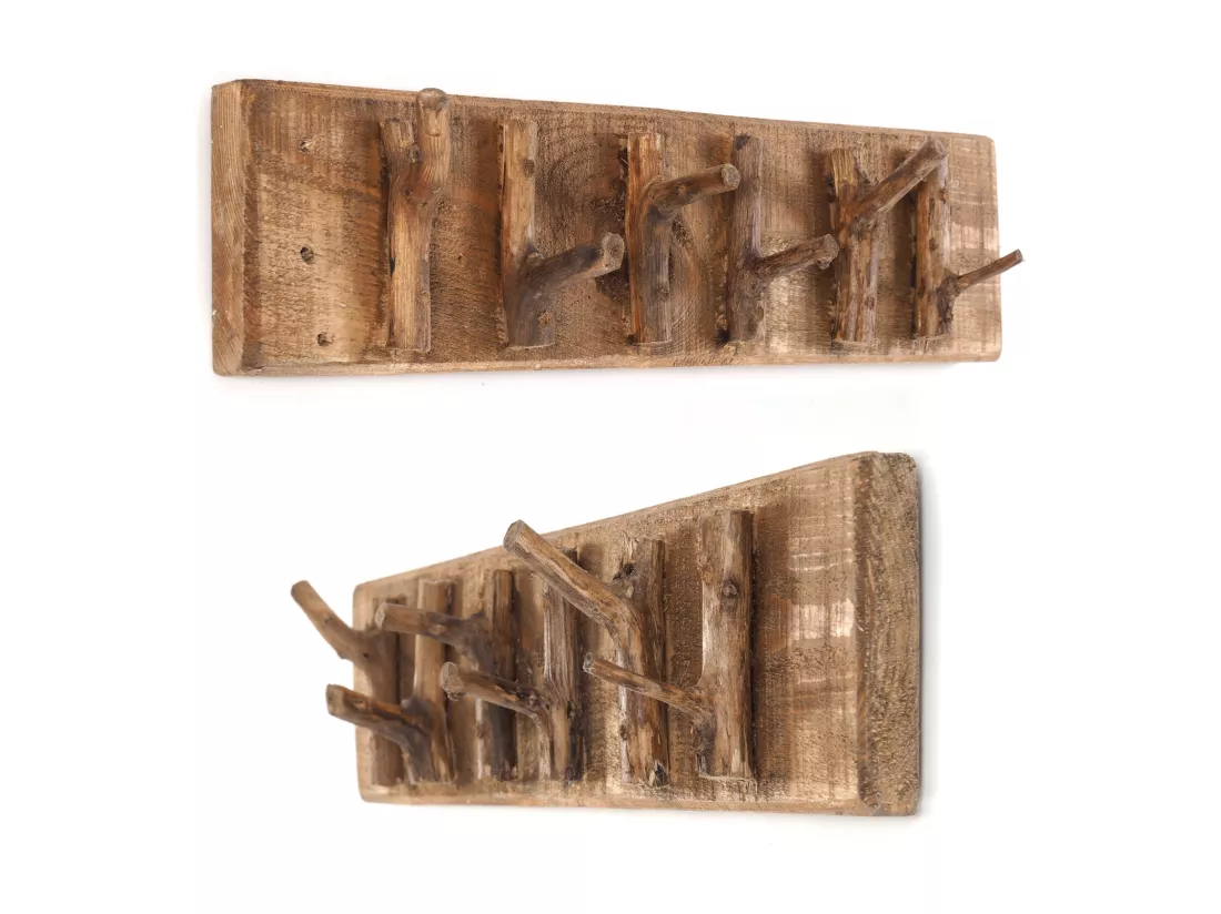 PORTE-MANTEAU MURAL SAMOA bois de recyclage couleurs naturelles