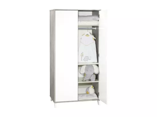 Babyprice - SCANDI GRIS - Armoire 2 Portes