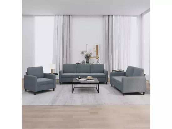 Ensemble de canapés 3 pièces gris foncé velours