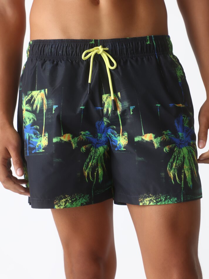 Maiô com estampa floral - Azul Marinho Escuro